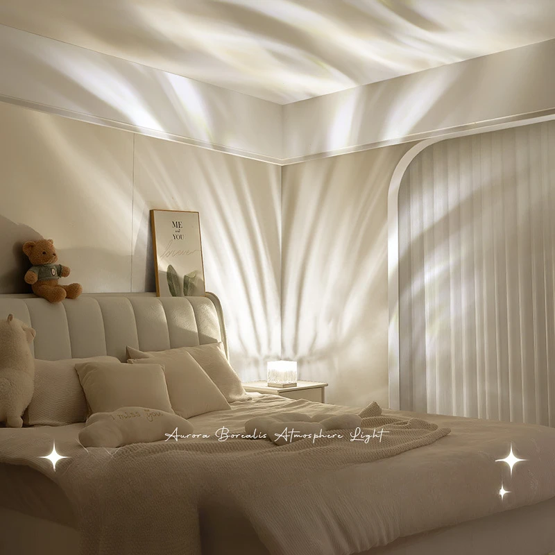 Dynamic Aurora Northern Lights Water Ripple Projector Night Light 17 Colori Flame Crystal Lamp Per Soggiorno Studio Camera Da Letto