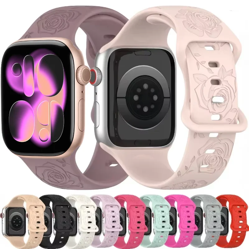 Engraved Silicone Pattern Watch Strap Bracelet