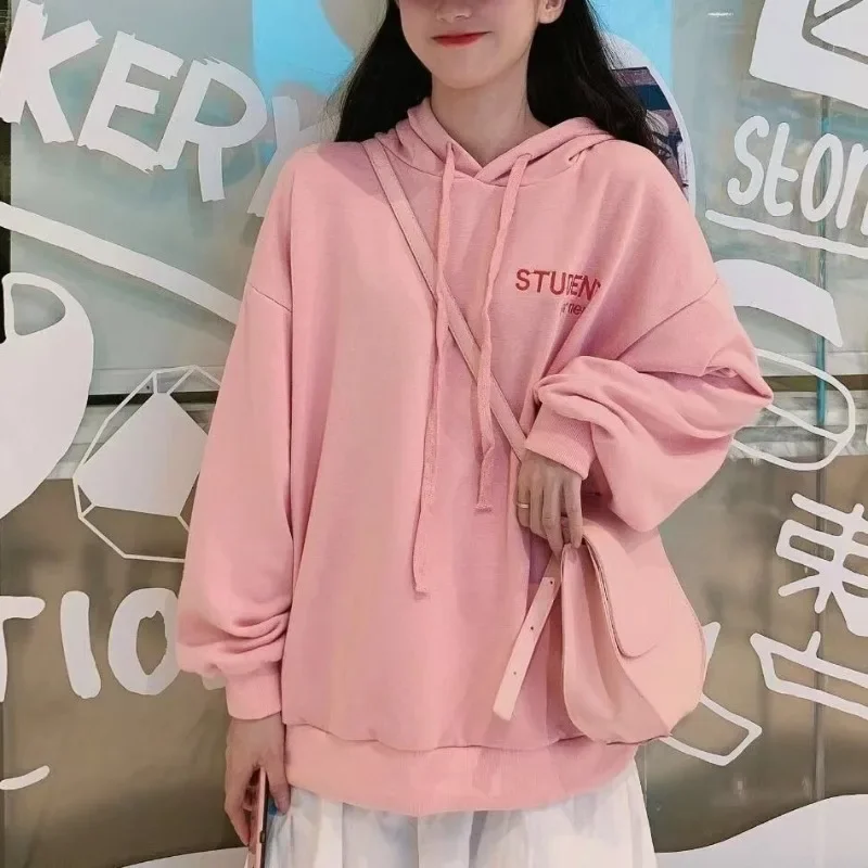 

Y2k Hoodie Women's Winter Loose Plush Thick Hooded Sweatshirt Korean Top Jacket Sudaderas Para Mujer Korean Pink Hoodie Clothes