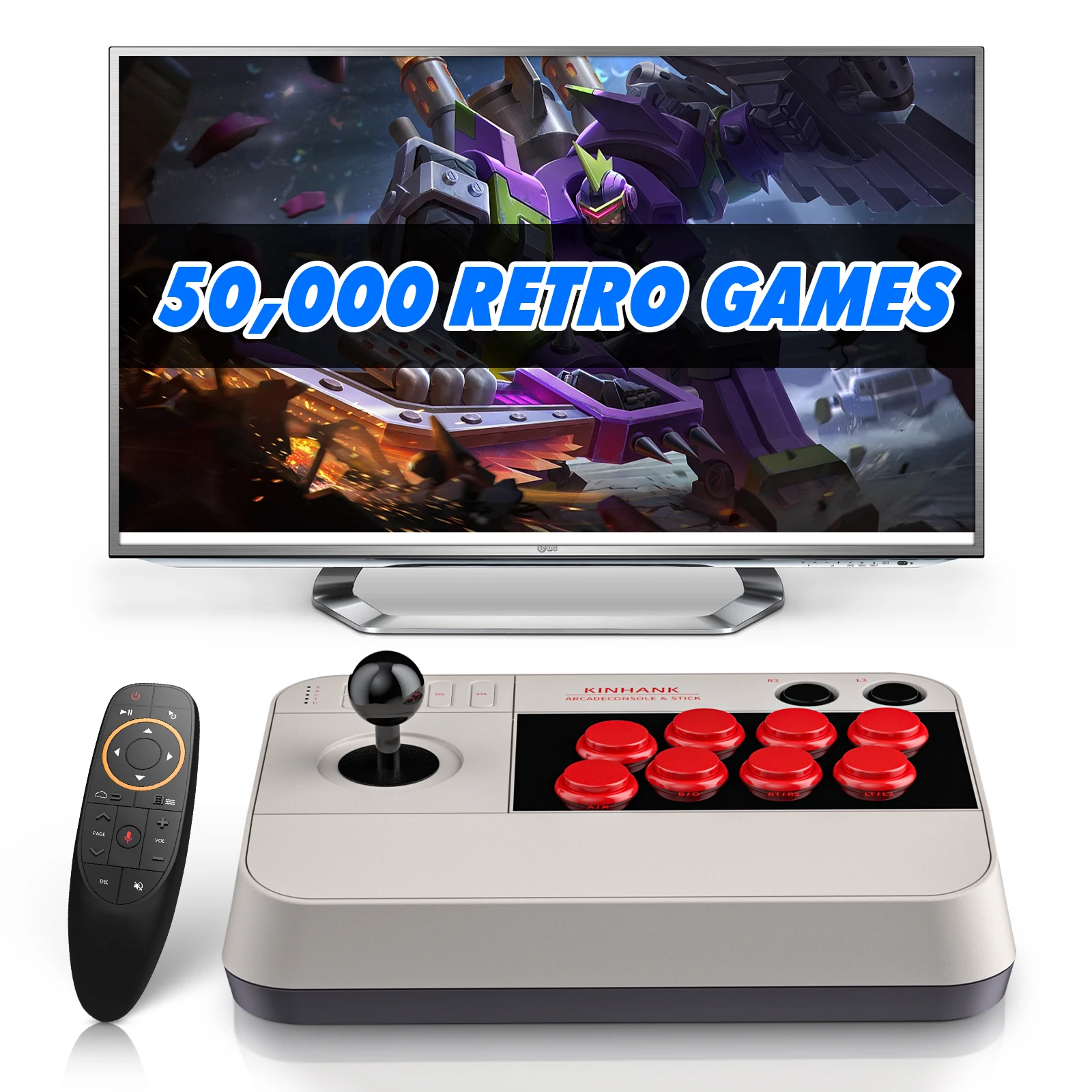  Kinhank Super Console Arcade Game Console,Arcade Stick X3 with  50000+ Game,360° 3D Joystick,Retro Game Console with 3 System,Compatible  with PC/Android Phone/Raspberry Pi,Turbo,Custom Buttons : Video Games