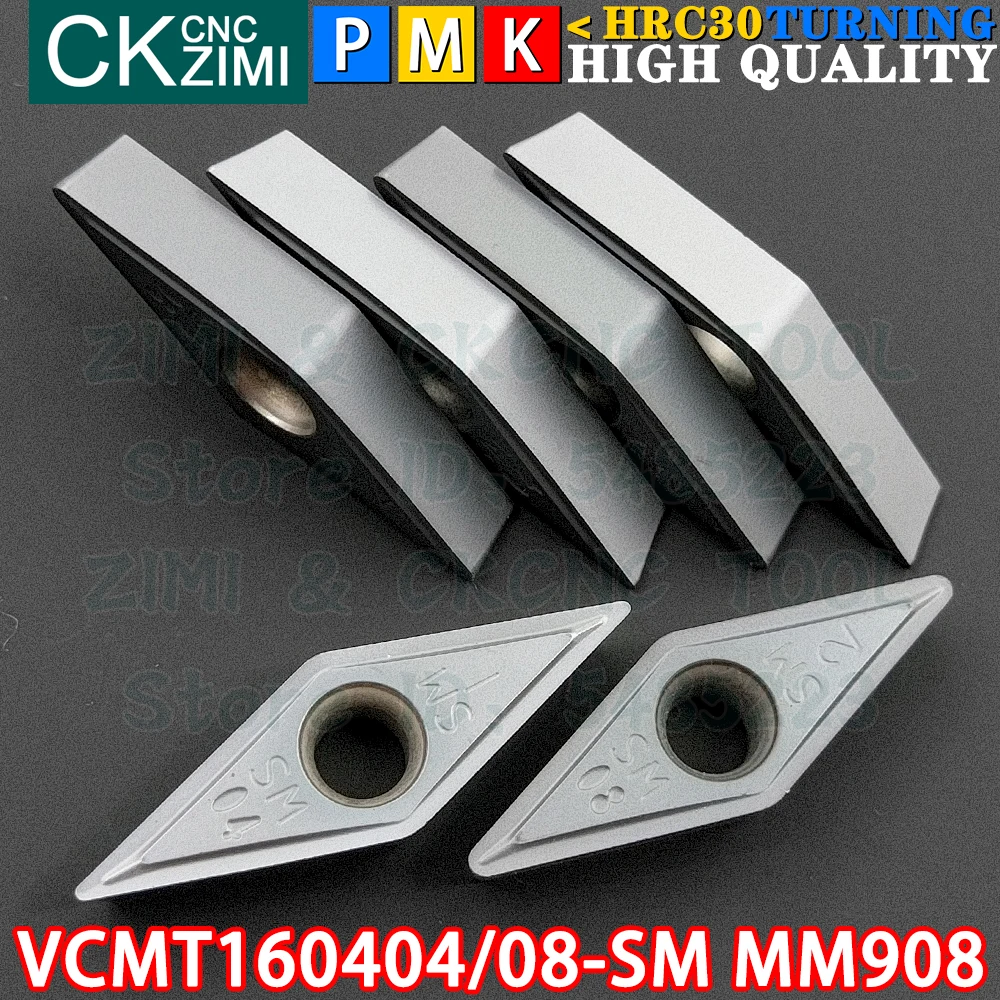 

VCMT160404-SM MM908 VCMT160408-SM MM908 Carbide Inserts External Internal Turning Inserts Tools VCMT CNC Metal Lathe Cutter Tool
