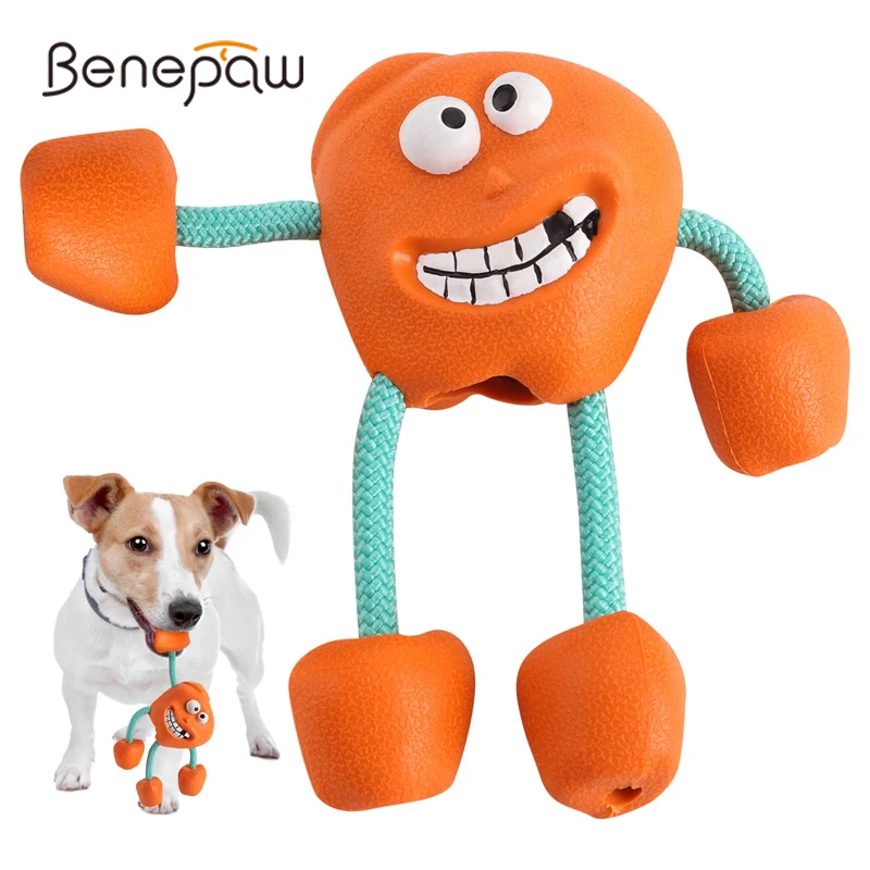

Benepaw Squeaky Dog Chew Toys Treat Dispensing Non-Toxic Rubber Pet Squeaky Toys Interactive For Puppies Small Medium Dogs