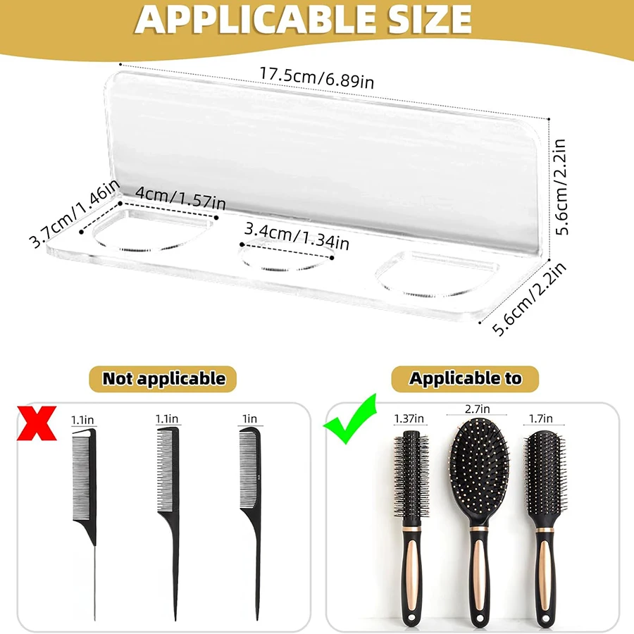 Acrylic Hair Brush Holder Adhesive Tool Organizer,Comb Holder