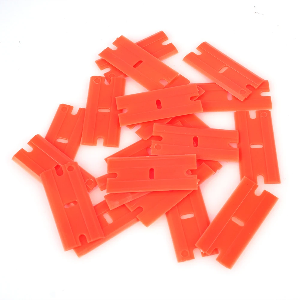 Double Edged Plastic Razor Blade Lable Clean Razor Glue Remover Window Glass Clean Scraper Car Wrap Sticker Squeegee razor blade scraper vinyl squeegee window tinting squeegee window scraper tool scraper tool kit window scraper razor blade scrapers car film scraper window tint squeegee car vinyl scraper 100pcs