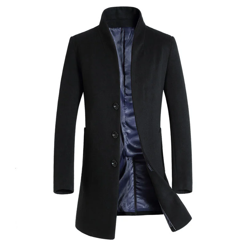 

2024 New Long Wool Coat Men Fashion Pea Jacket & Blends Autumn Winter Jackets Mens en Overcoat Plus Size 5XL 6XL