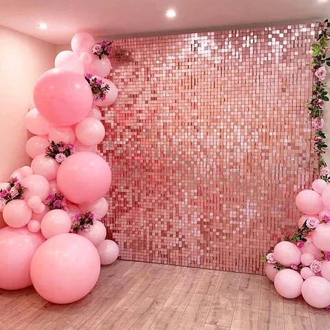 

2Pcs Birthday Party Decorations Glitter Curtain 2m Length Shimmer Wall Backdrop Wedding Decoration Backdrops Curtain Sequin Wall