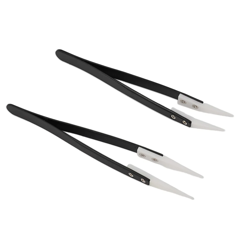 Forceps Tweezers Straight Pointed Anti-magnetic Anti-static Big Elbow Ceramic High-temperature Industrial Tweezers