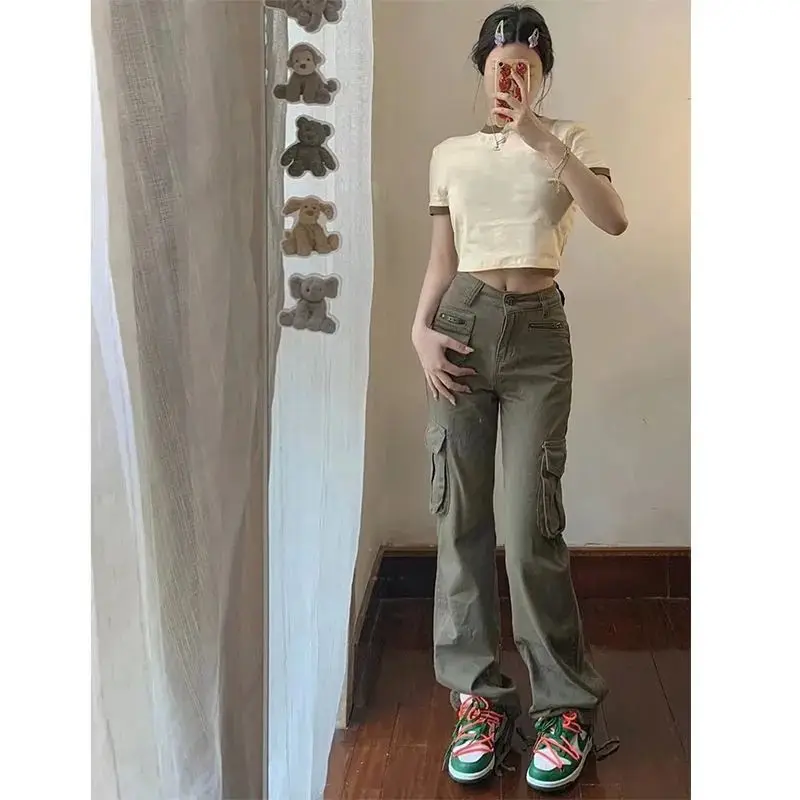 

Брюки-карго женские с завышенной талией, с боковым карманом