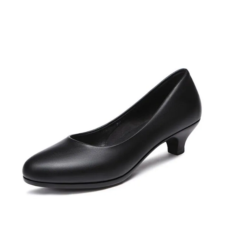 Genuine Leather Women High Heels Pumps 2023 New High Quality Shoes Classic Black High Heels Shoes for Office Ladies Shoes 34-42