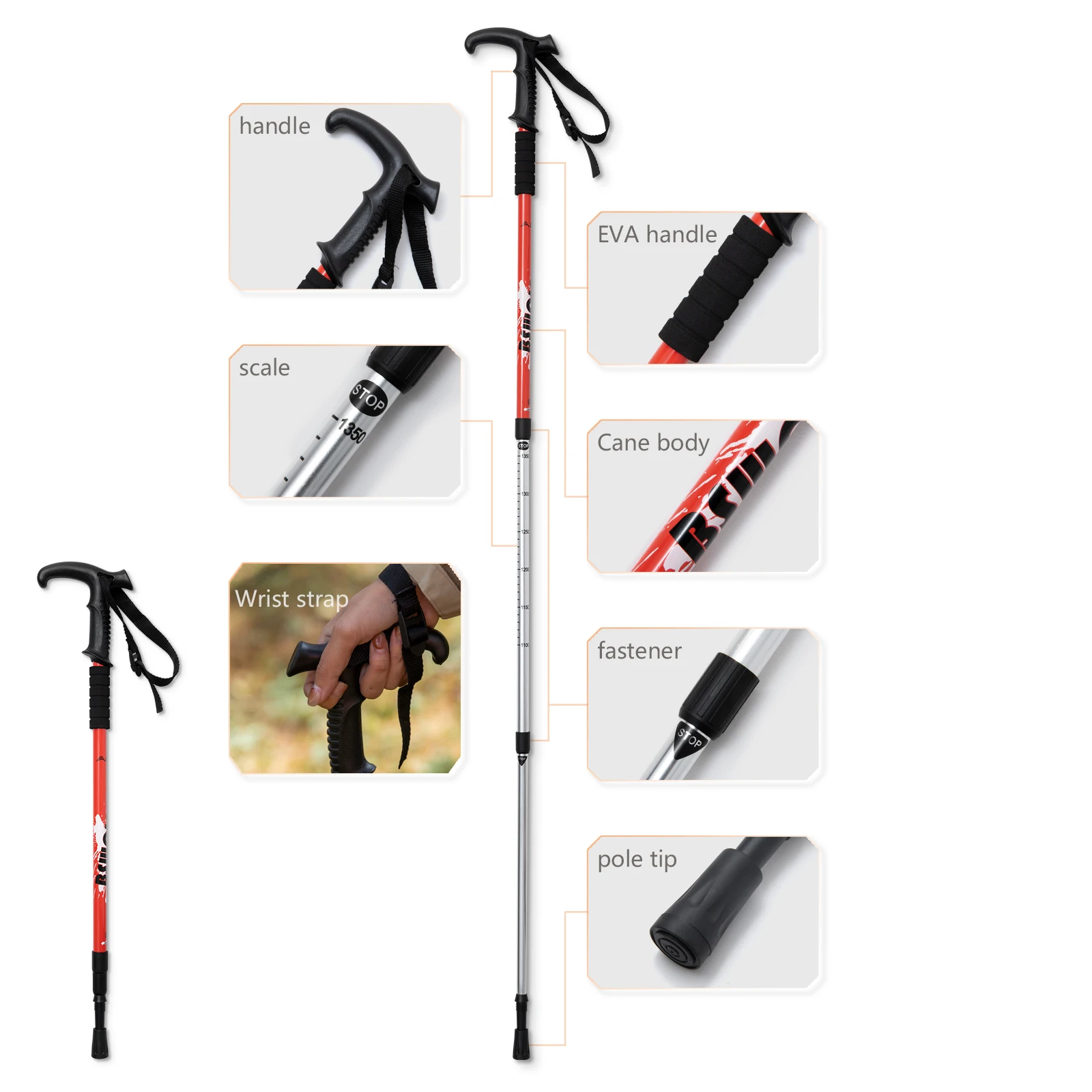 BSWolf 2pcs/lot Outdoor Anti Shock Nordic Walking Sticks Ultra-light Telescopic Trekking Hiking Poles 3
