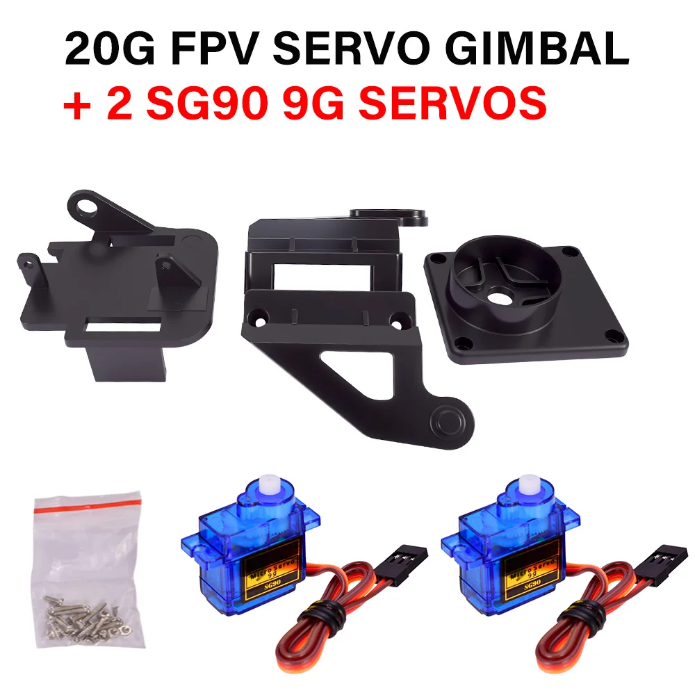 Mini Cardan FPV 20g avec 2 Servos SG90 - Support Anti-Vibration pour Caméra 28x28mm