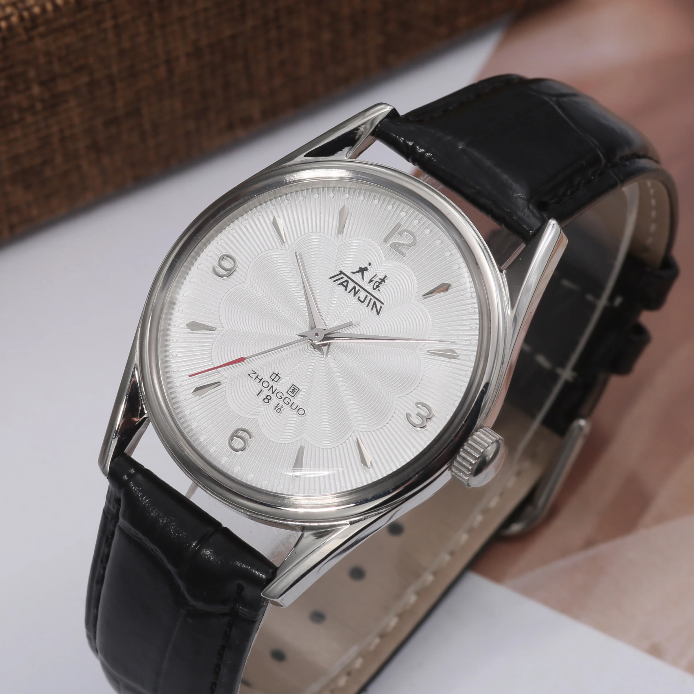 Tianjin Mechanical Watch Men's Manual Winding Watch shanbghai 8120 Movement 38MM Stainless Steel Waterproof