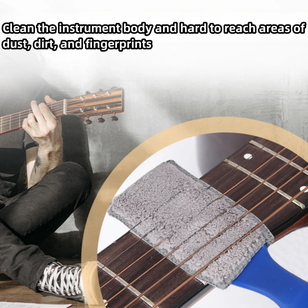 Guitar Cleaning Brush - Application on Guitar Strings