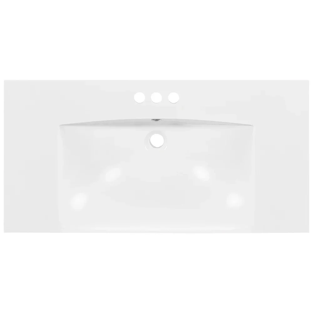 [Sink Only] 36x18" Rectangular 3 Hole Bathroom Resin Sink, Vanity Top ，Sink Only, Fits 4" Center Faucet,24x18 Inch,30x18" 2