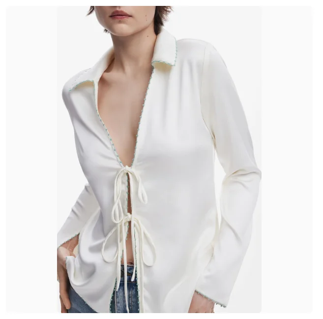 Außenhandel Originalbestellung, spanisches neues Produkt, bestickter Druck, cooles lässiges Damenhemd für Frühling und Sommer – Detail 9