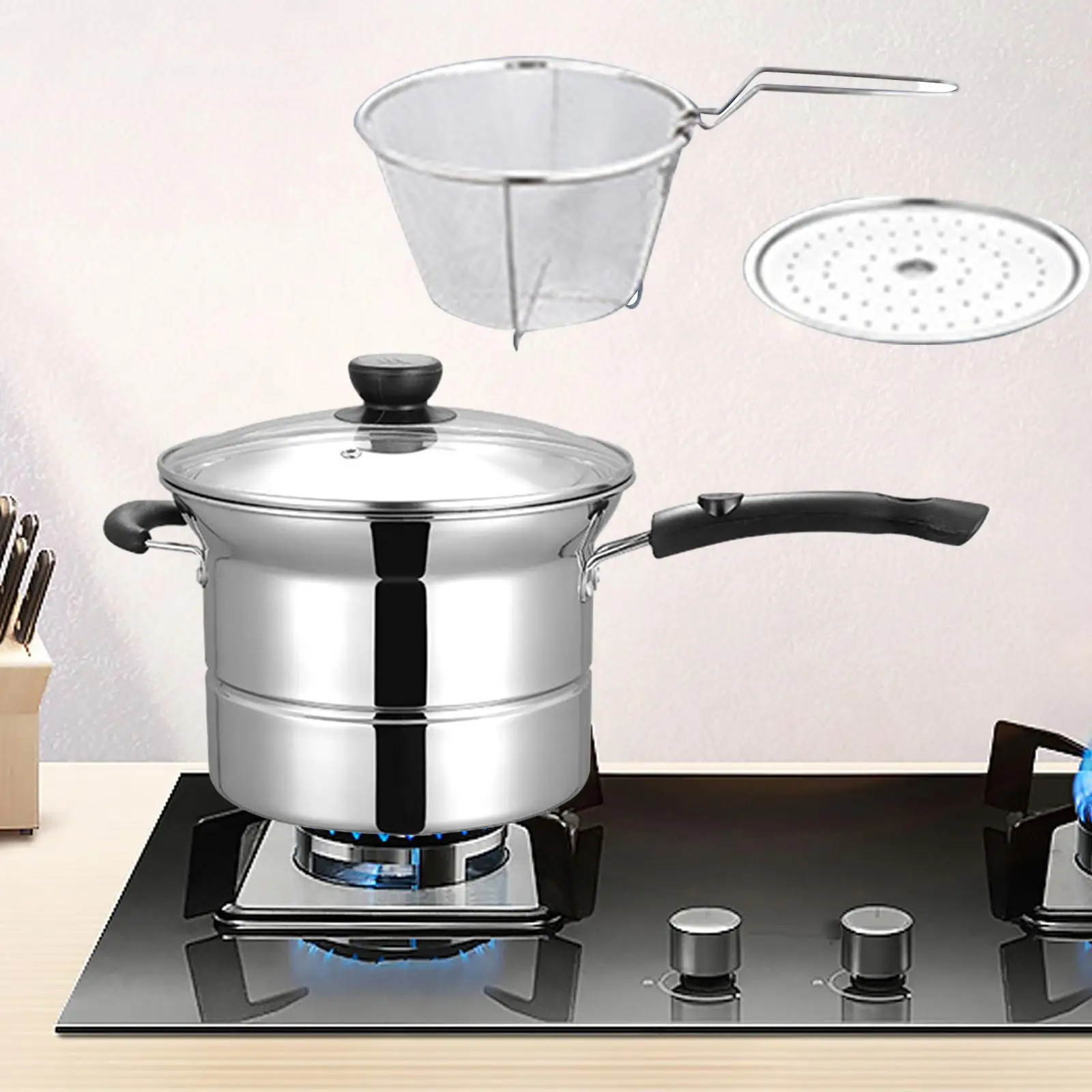 Stainless Steel Cooking Pot Spaghetti Soup Pot Cheese Portable Soup Milk Pot for Restaurants Hotel Restaurant Home Teahouse