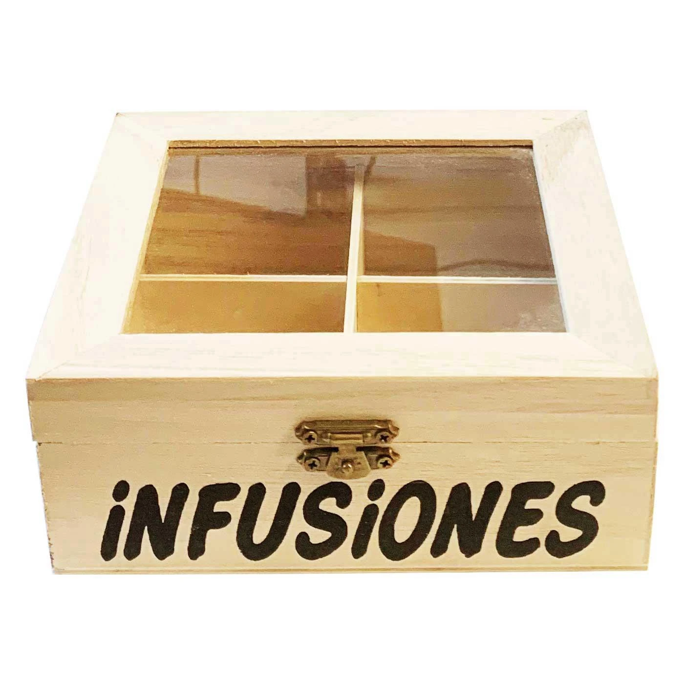 Caja de madera "infusiones" con compartimentos 6.4 x 15.8 x 14 Caja, cofre para decorar con almacenaje té, café|Cajas y recipientes de almacenamiento| AliExpress