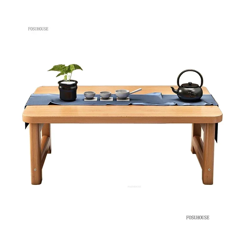 Modern Creative Bamboo Small Tea Table Simple Foldable Coffee Tables for Living Room Bay Window Corner Table Bedroom Furniture