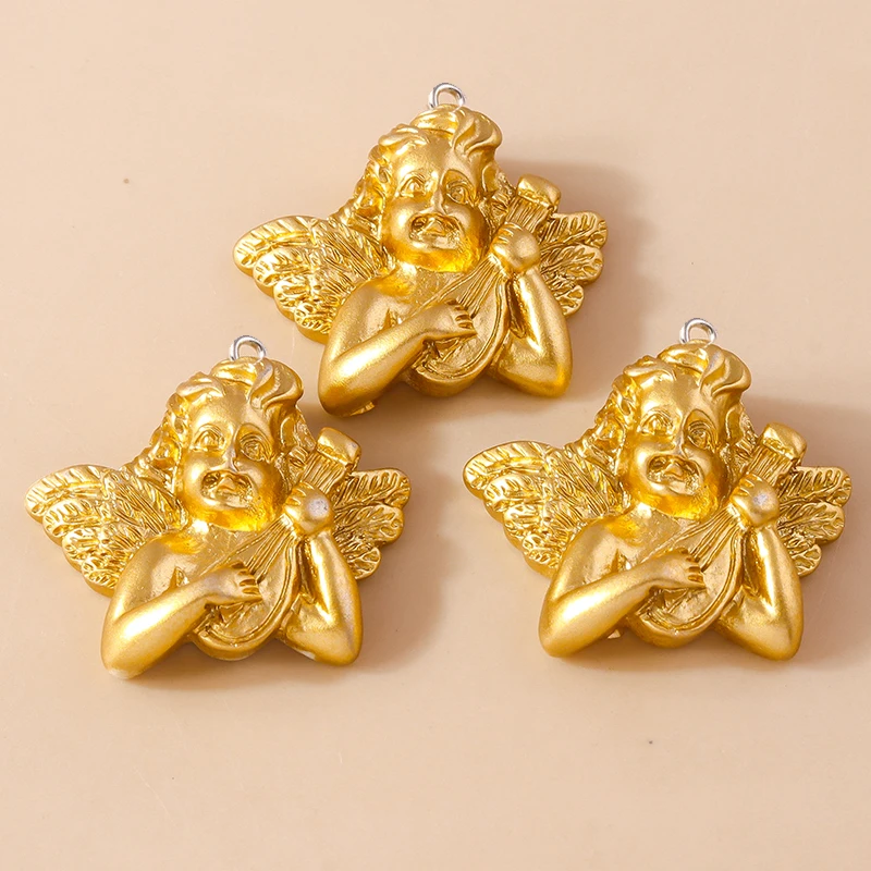 Leslie 10 Stück Mini Cupid Angel Charms DIY Harz Vintage Retro Engel für Ohrring Halskette Anhänger Weihnachtsdekoration Kinderspielzeug – Detail 6