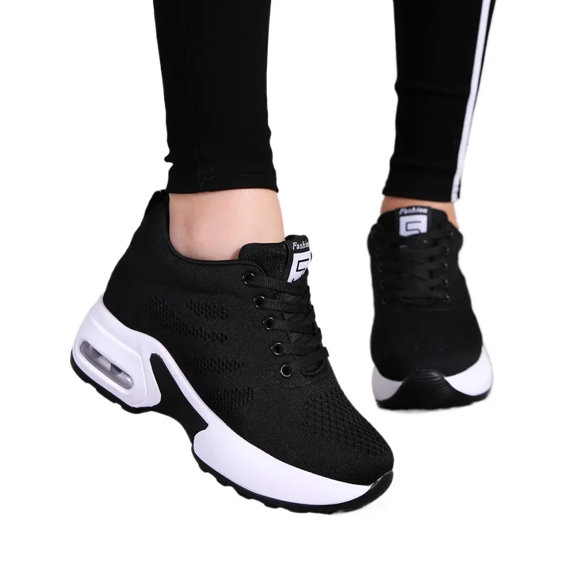 Women's Platform Mesh Breathable Sneakers Womens Spring New Casual Wedge Basket Shoes Tennis Female Thick Woman Summer Trainers