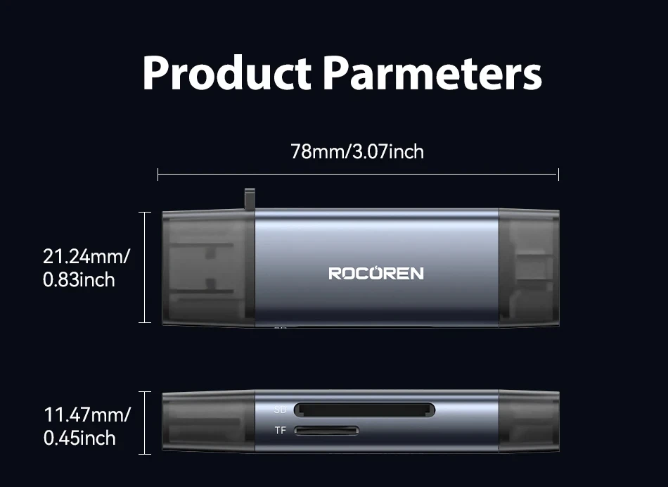 Se9d33fda16b44e768918e6cbd0a95ebd1 Rocoren Lecteur Carte 2-en-1 – USB + Type-C Haute Vitesse