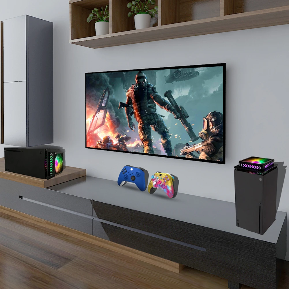 Xbox 시리즈 X용 금속 망 냉각 선풍기, 먼지 방지 외부 냉각 시스템, RGB 라이트 픽업 기능, 5V USB 전원