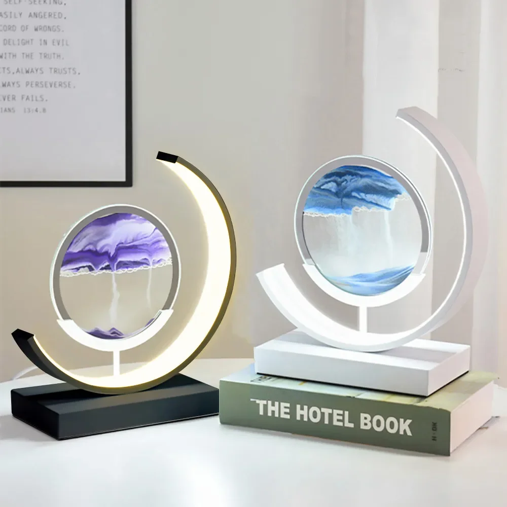 

LED Table Lamp Quicksand 3D Craft dynamic Natural Landscape Creative Flowing Sand Picture Moving Sand Art lamp table light