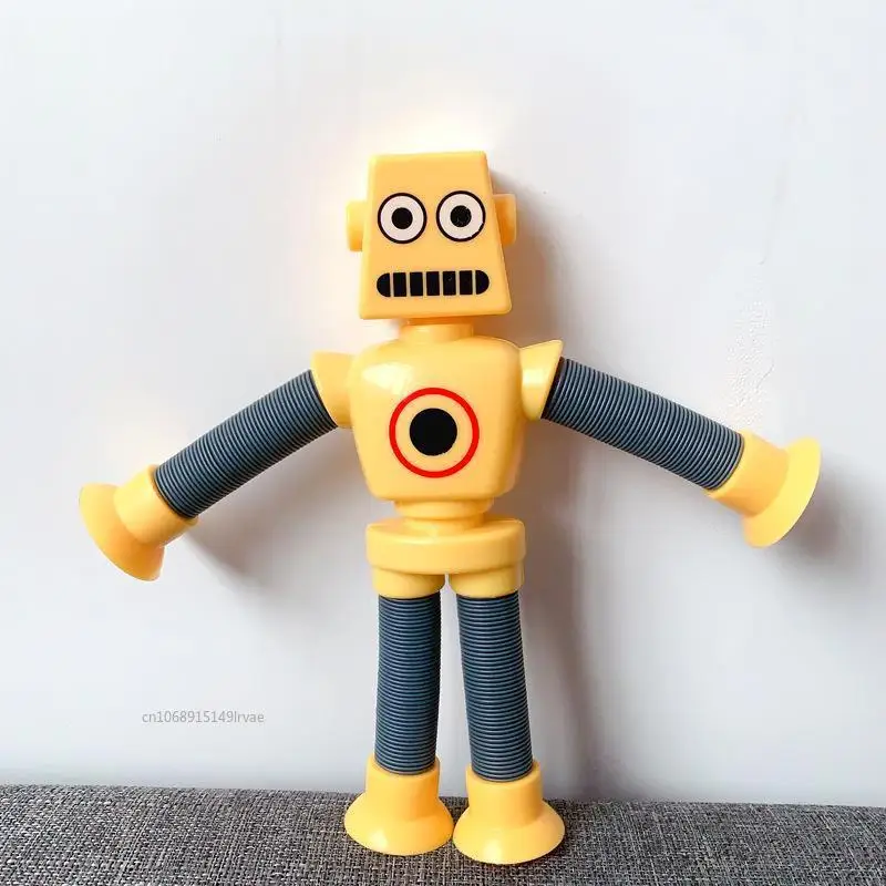 Stretchy Tube Robot Puzzle Toy Novelty Creative Cartoon Suction Cup Springs Telescopic Robot Shape Toys Kids Gifts Party Favor Fidget Toys Stress Relief Toys Party Toys