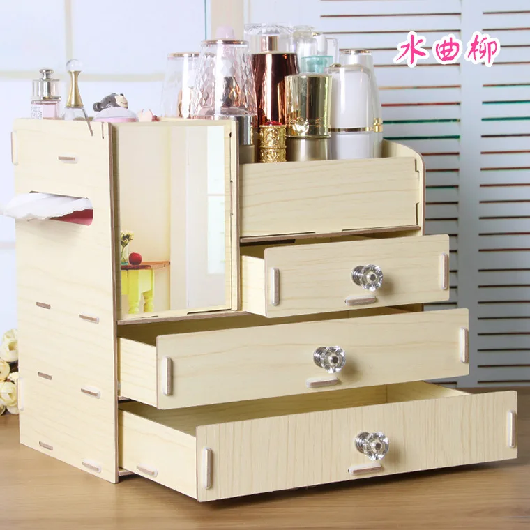  Organizador de maquillaje, caja organizadora de maquillaje de  madera, organizadores de cosméticos de gran capacidad, organizadores de  maquillaje y almacenamiento con espejo, organizador de maquillaje para el  cuidado de la piel