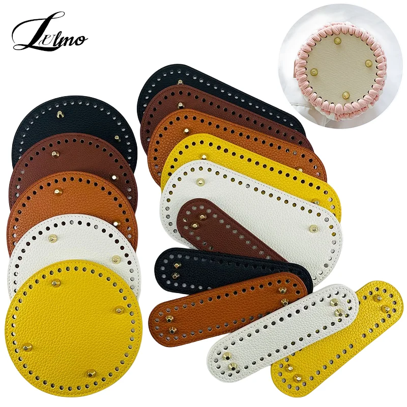 

1PC Bag Bottom With Holes Diy Crochet Bag Bottom Accessories Long Bottom For Knitted Bag PU Leather Bag Base Handmade Bottom