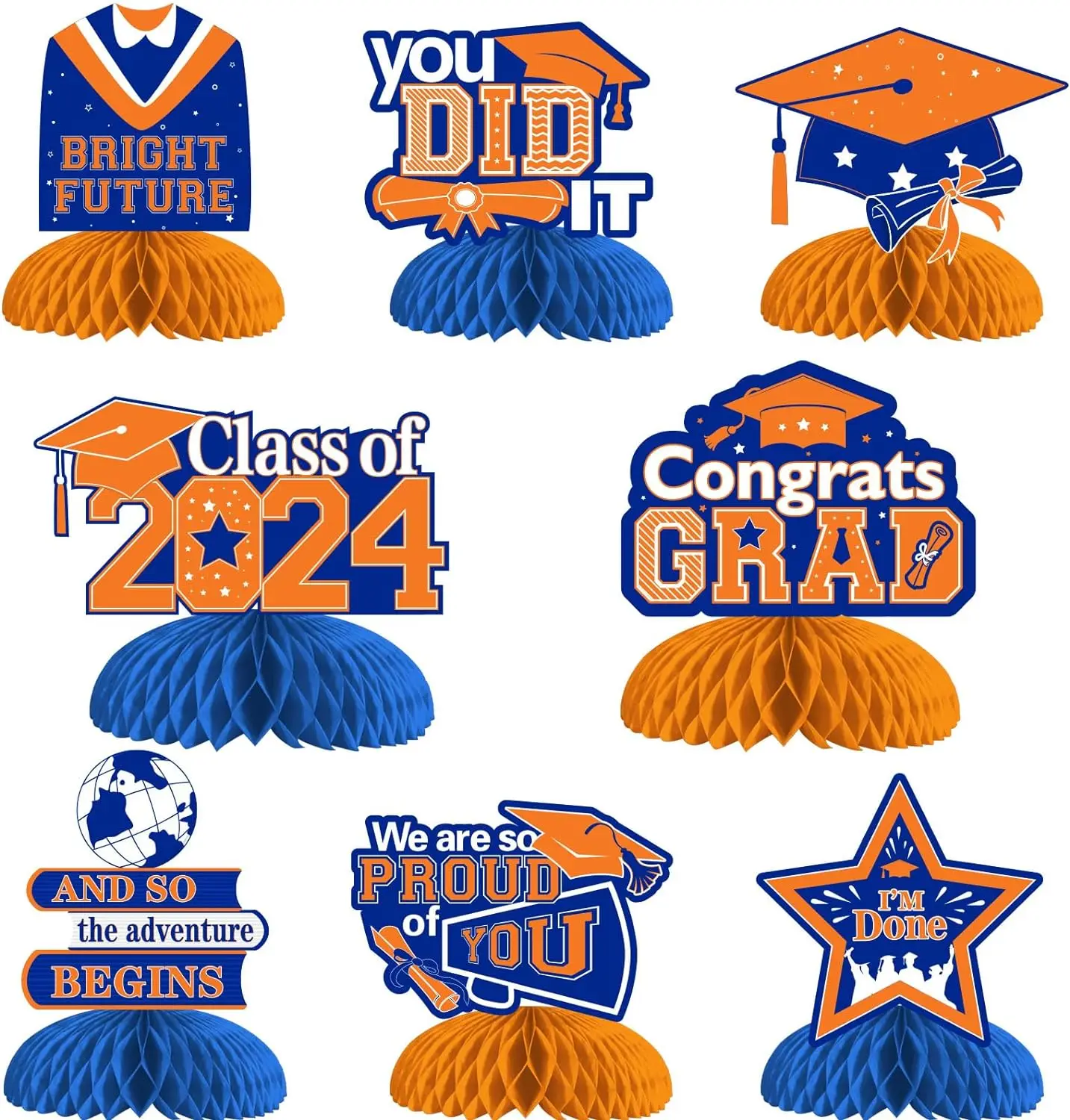 

2024 Graduation Honeycomb Centerpieces You Did It Table Toppers for Congrats Grad Class of 2024 Congratulate Graduate Party