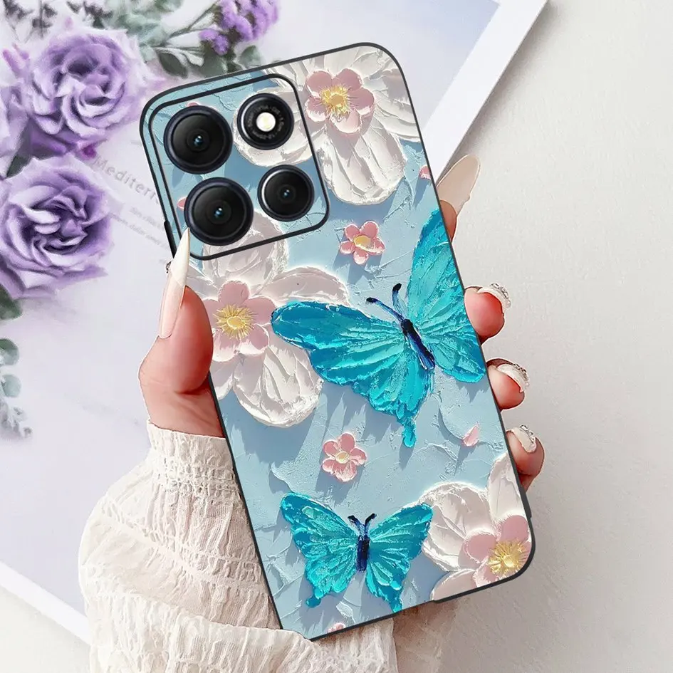 Floral Bamboo Cat Cartoon Soft Silicone Back Cover