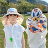 Kids Bucket Hat with Whistle Outdoor Cute UV Protection Beach Cap Boy Girl Summer Hat Breathable UV Protection 3