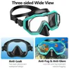 Kids Snorkel Mask 3 Windows Panoramic Wide View HD Three-Lens Adjustable Scuba Snorkeling Swimming Diving For Youth and Child
