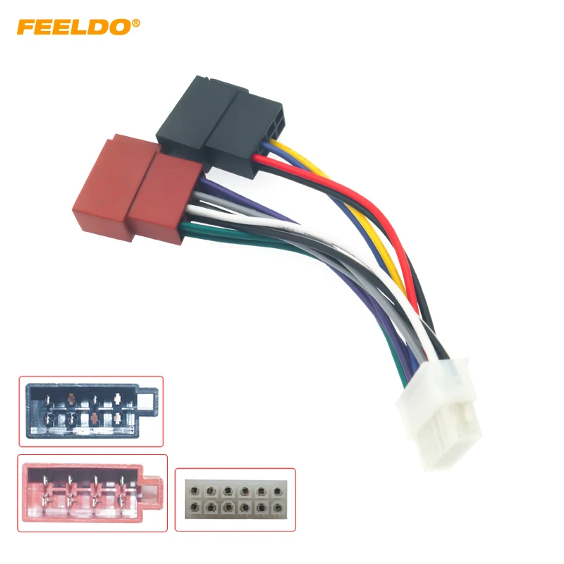 FEELDO Universal Car Stereo Conversion Plug Wire Adapter 12 Pin To ISO