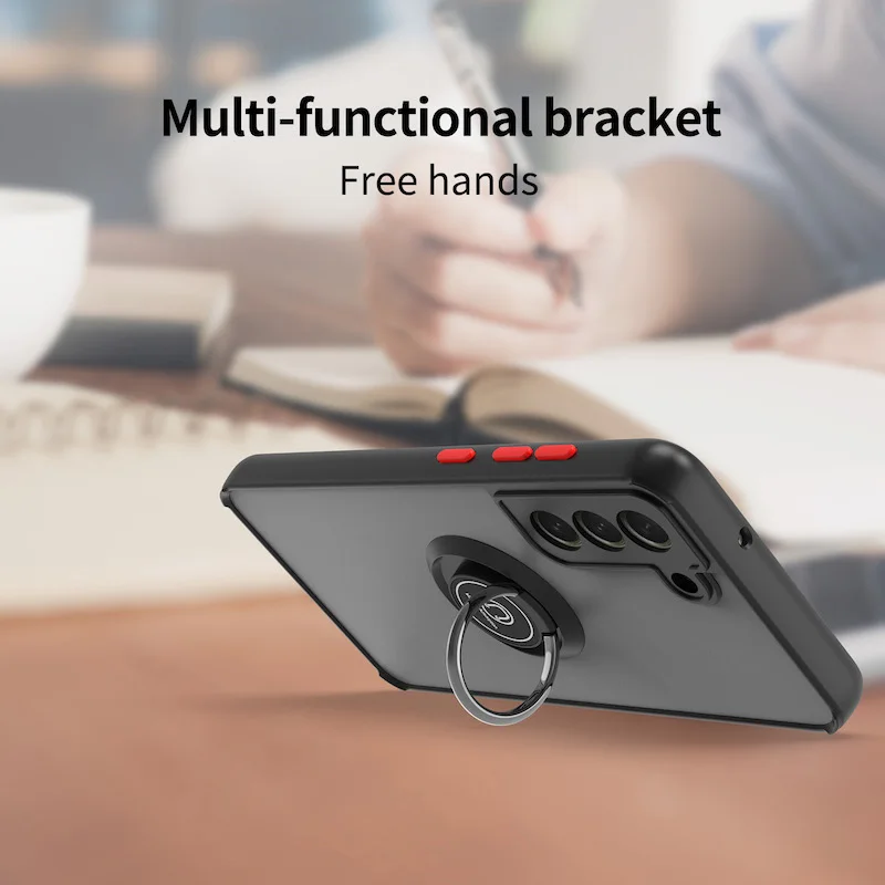 Magnetic Ring Matte Anti-Fall Phone Case with Bracket Cover
