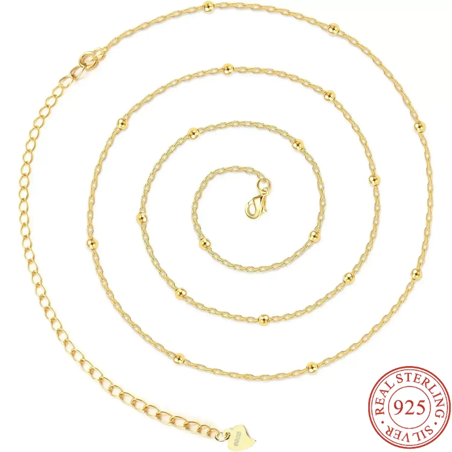 

Fansilver Sterling Silver Waist link for Women Adjustable Beads Belly Chain 14K Gold Beach Body Chain 31-37 inch Waist Chain