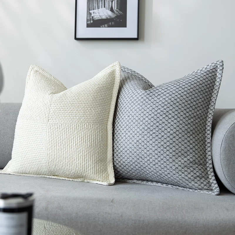 

Art Room Cream White Gray Geometric Cushion Cover Decorative Pillow Case Luxury Office Sofa Warm Home Bed Coussin Decor
