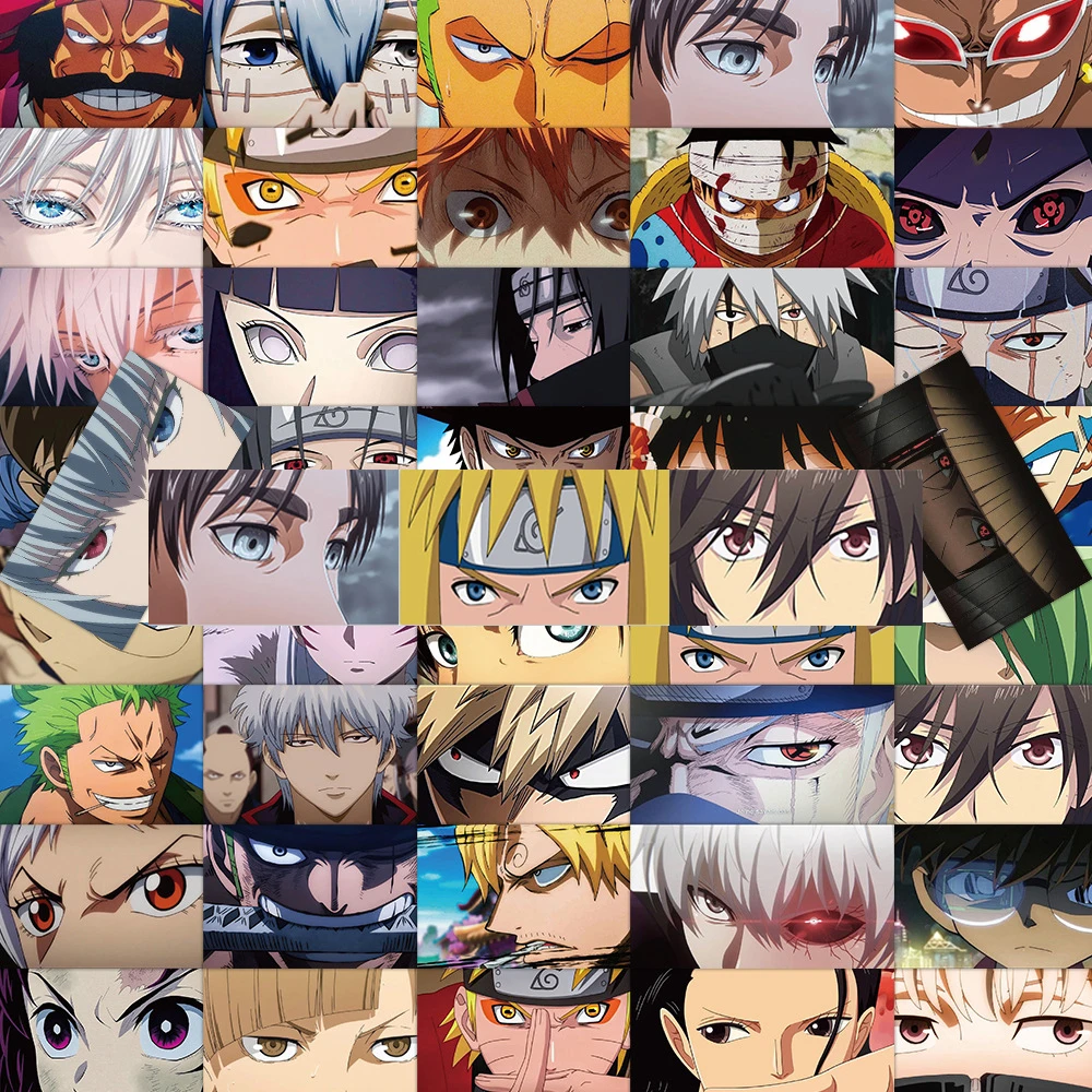 

10/30/60pcs Cool Anime Eyes Cartoon Stickers DIY Luggage Guitar Laptop Phone Bike Waterproof Graffiti Sticker for Kids Toy Gifts