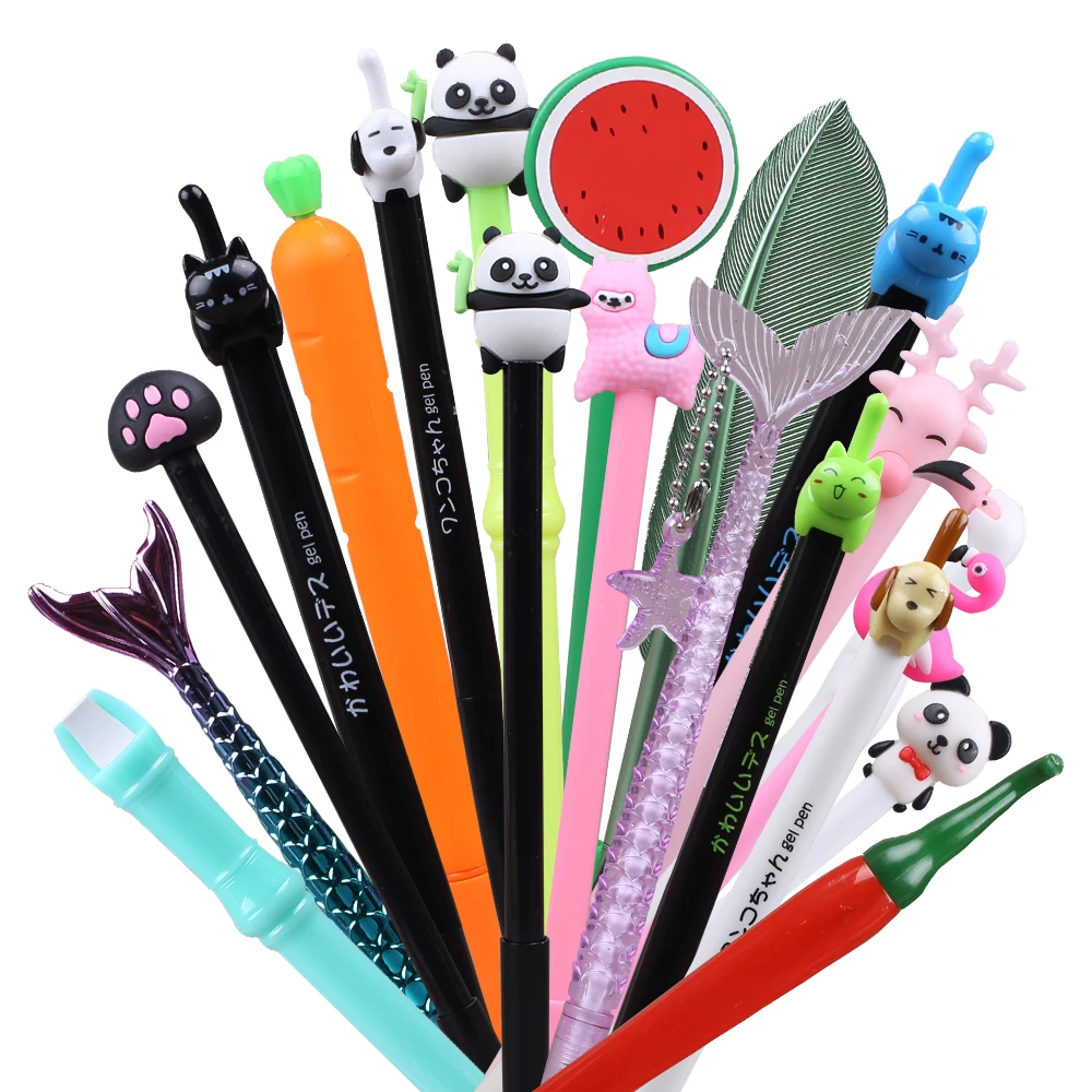 Korean Kawaii Cute Gel Pens Aesthetic Unicorn Black Cat Ballpoint Pen Fun Cartoon Animal Writing School Office Supply Stationery