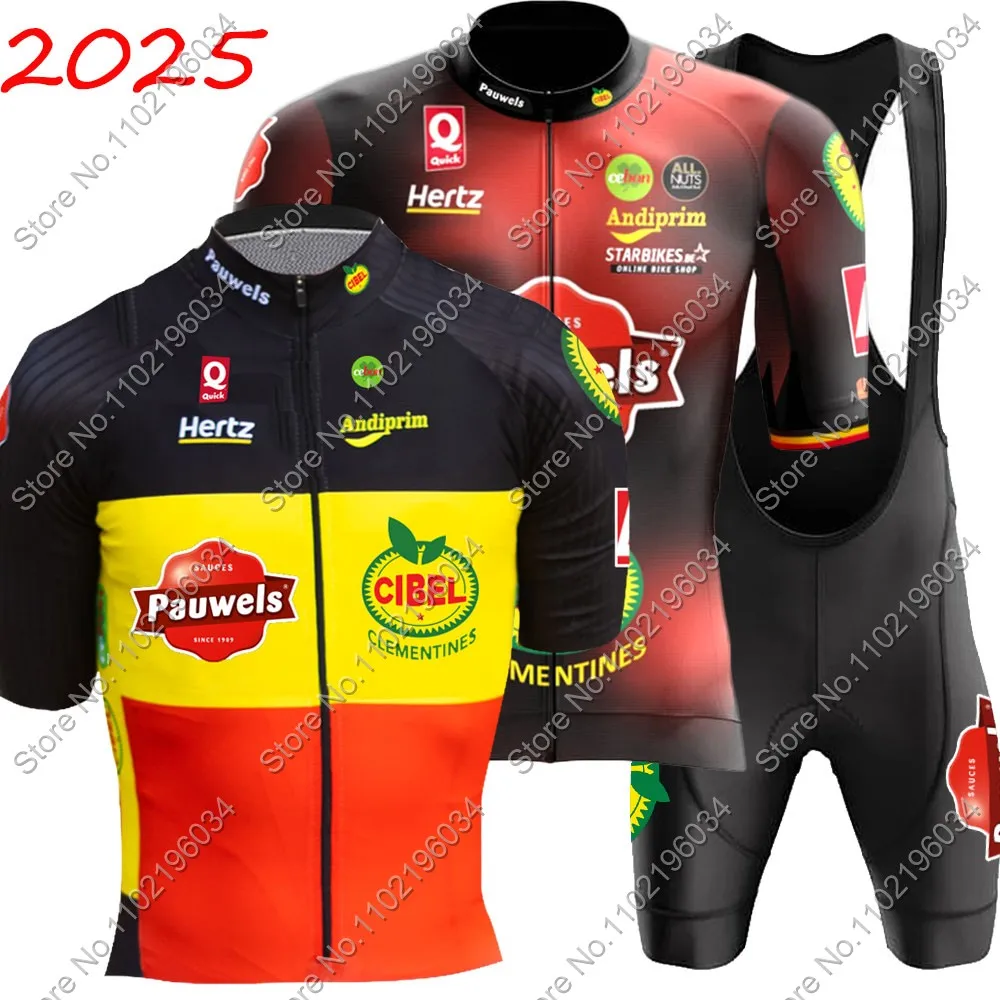 Pauwels Sauzen-Bingoal Cycling Jersey Set Belgium Bicycle Clothing Road Bike Shirts Suit Bicycle Bib MTB Ropa Maillot