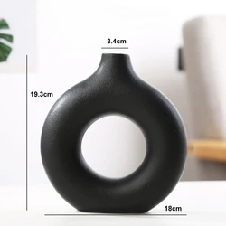 Nordic Ceramic Circular Vase - Modern Decorative Flower Pot (Vase M)