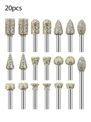Premium Diamond Burr Drill Bit Set - Rotary Tool Accessories with 1/8 Inch Shank (20pcs)