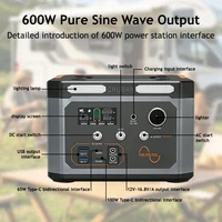 Station d'alimentation solaire portable 600W (pic 1200W) 310Wh, générateur solaire, chargeurs de stockage d'énergie, alimentation de secours d'urgence 4