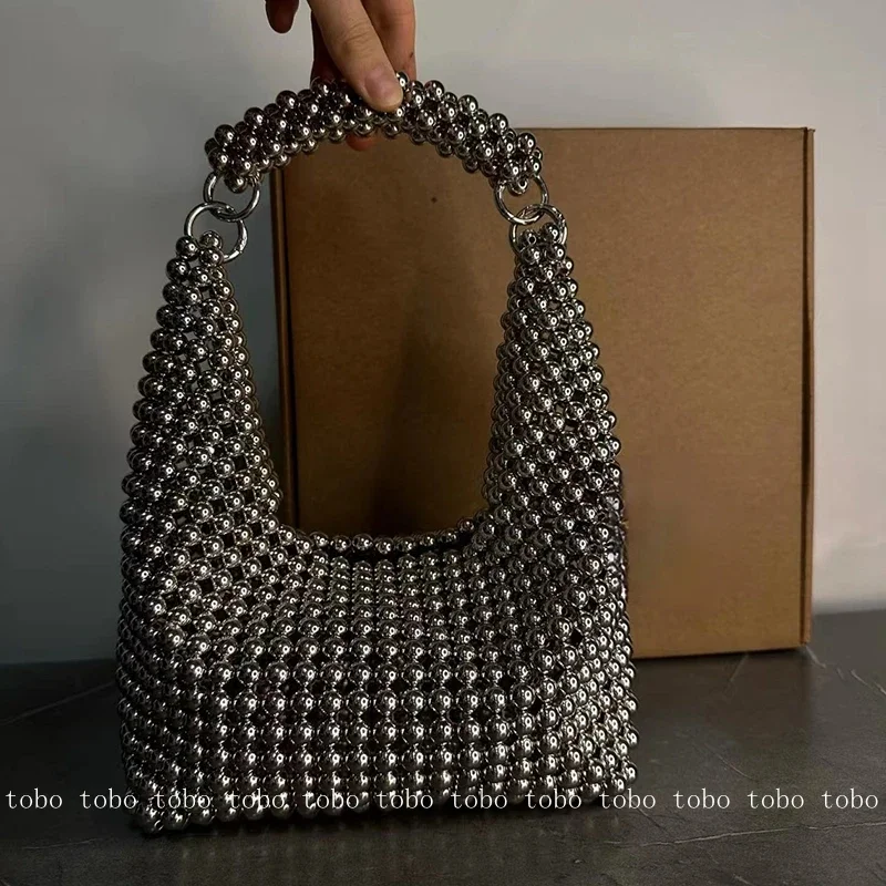 

Женская Серебристая Универсальная женская косметичка в стиле ретро, вместительная роскошная сумка для ужина, ручная работа, дизайнерские брендовые кошельки