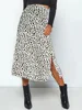 2022 New Sexy Leopard Print Chiffon Split Skirt Casual Fashion Long Skirts for Women Spring Summer Zip Elegant Female Skirt 3