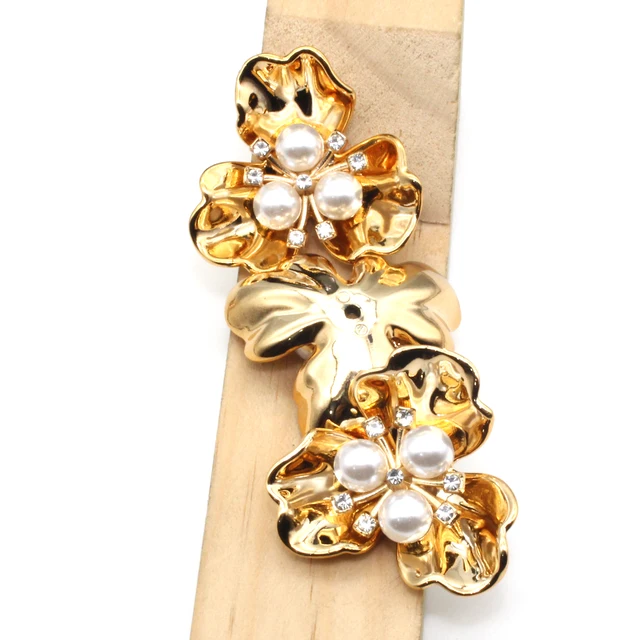 진주 라인석 합금 데이지 플라워 의류 액세서리