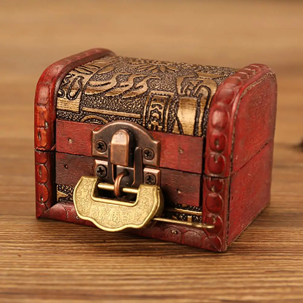Portagioie Vintage Organizer Case Storage Box Legno Pirata Inciso Tesoro Con Serratura Stile Egiziano Stile Cinese Antico W