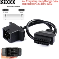 NEW For Chrysler/Jeep/Dodge 6pin To 16Pin OBD2 Convert Adapter Cable Auto Car Code Reader Diagnostic Adapter Connector Wire Tool 1