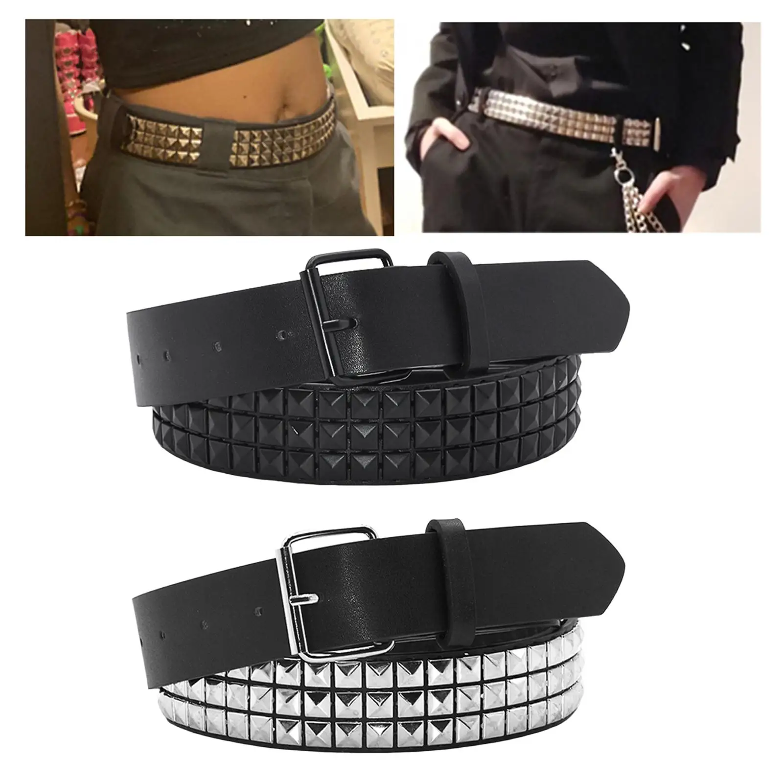 Fashion Rivet Belt Men Women\'s Studded Belt Punk Rock With Pin Buckle Belt Waistband
